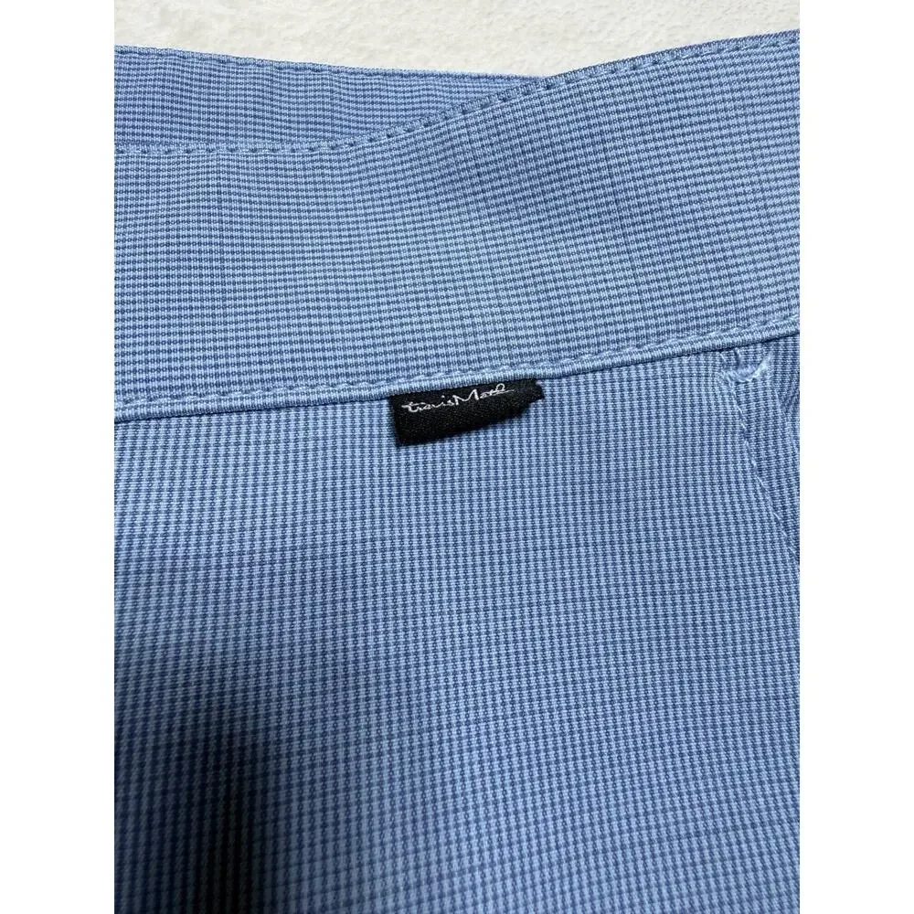 Travis Mathew Flex Shorts Mens 34 Blue Heather Golf Flat Front Athletic Logo
